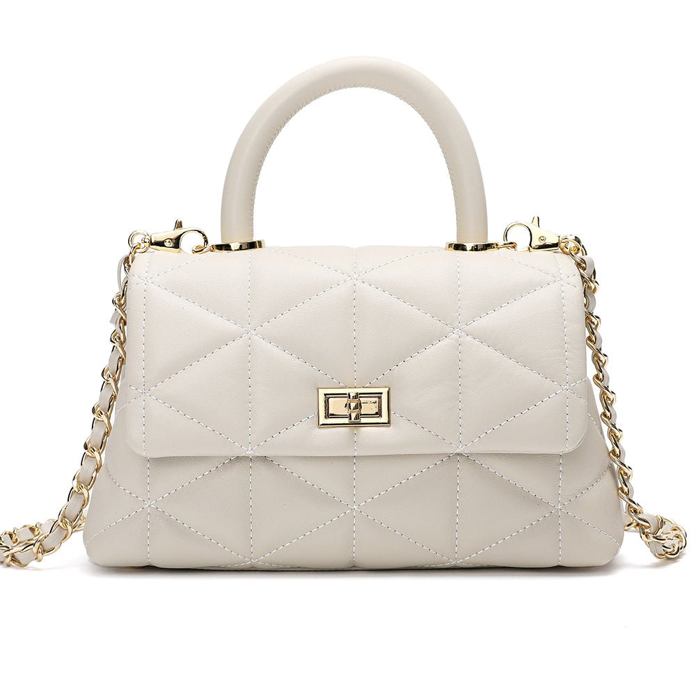 Julia White Leather Medium Satchel Bag Bags- HOPE ROSA