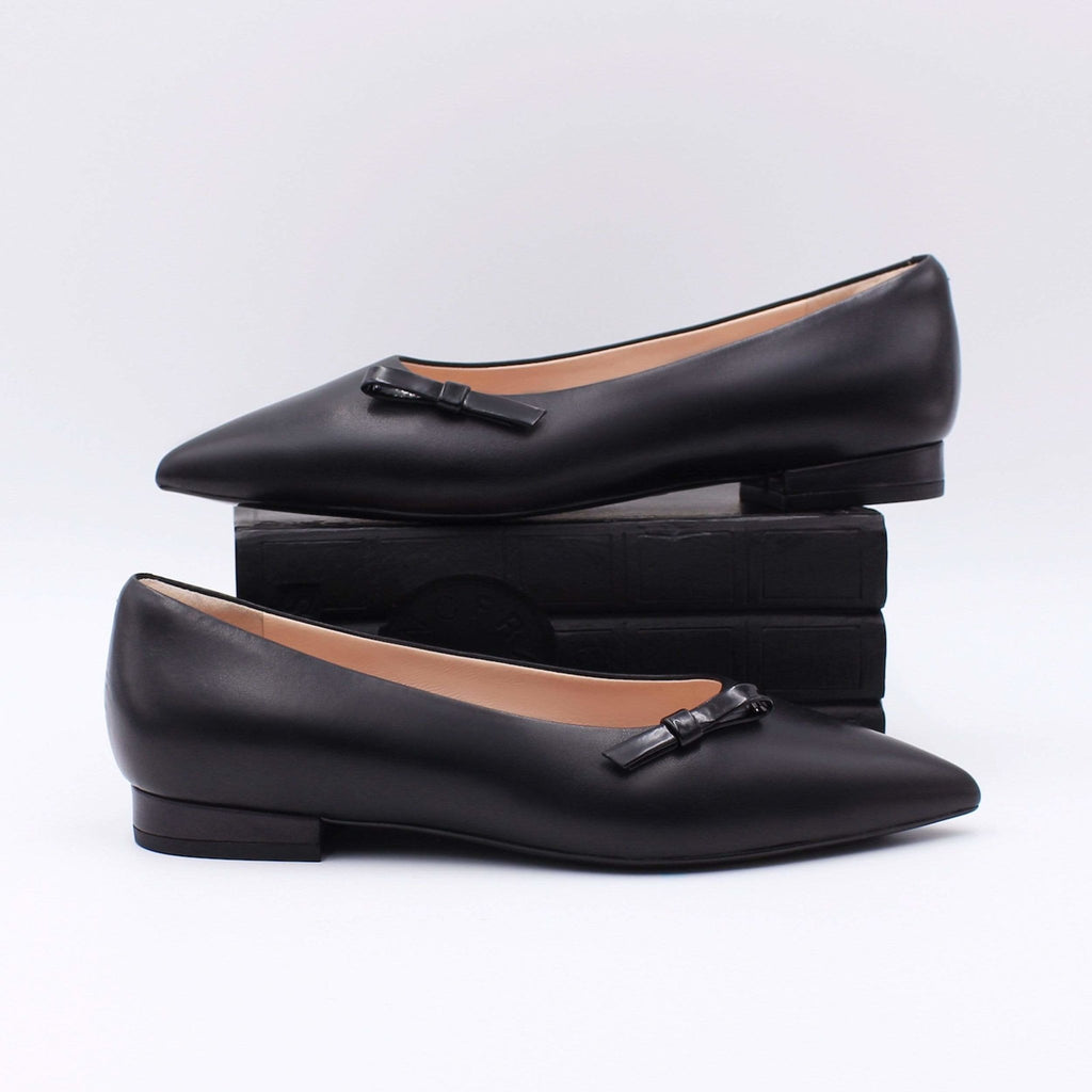 Audrey Black Patent Bow Leather Flats Flats- HOPE ROSA 34