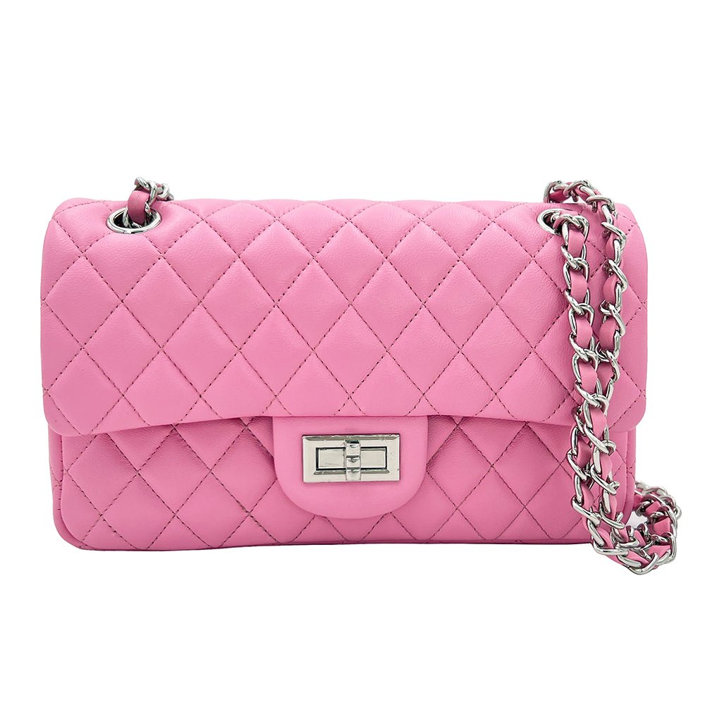 Crossly Barbie Pink Leather Medium Shoulder Bag Bags- HOPE ROSA