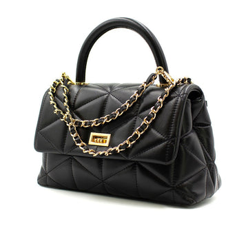 Julia Black Leather Medium Satchel Bag Bags- HOPE ROSA