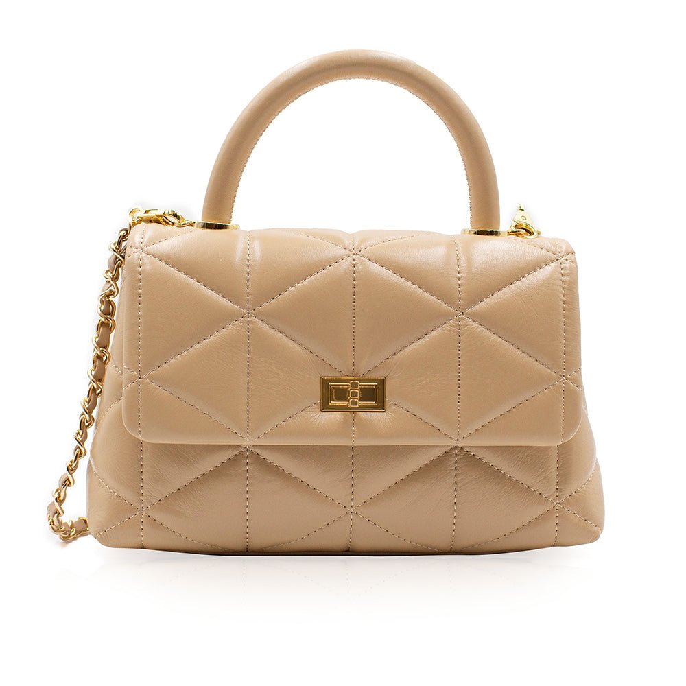 Julia Tan Leather Medium Satchel Bag Bags- HOPE ROSA