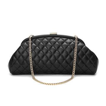 Lovers Clutch Black Quilted Leather Clutch Bags- HOPE ROSA