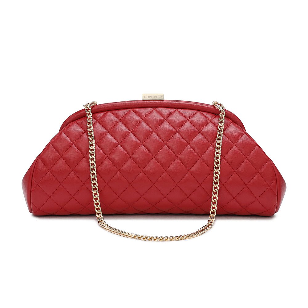 Lovers Clutch Italian Red Quilted Leather Clutch Bags- HOPE ROSA