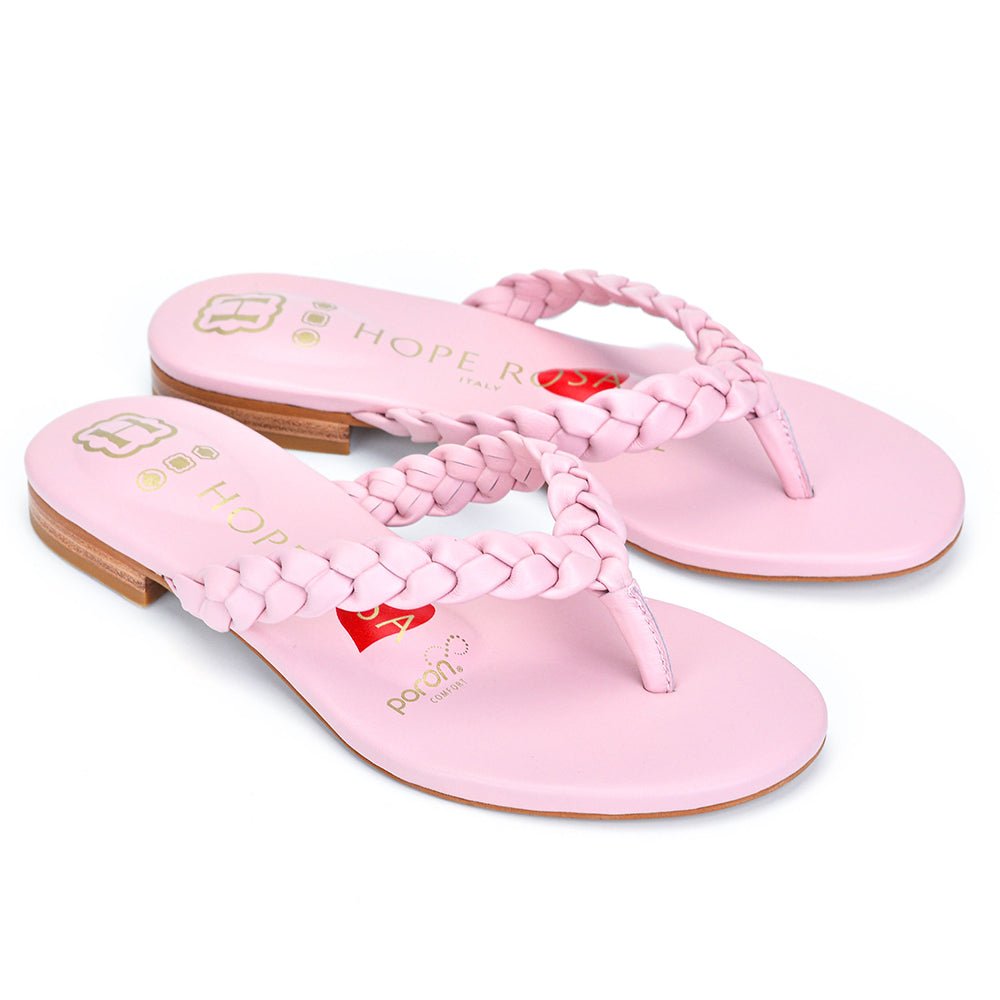 Luna Pink Braided Leather Sandal Sandals- HOPE ROSA 35