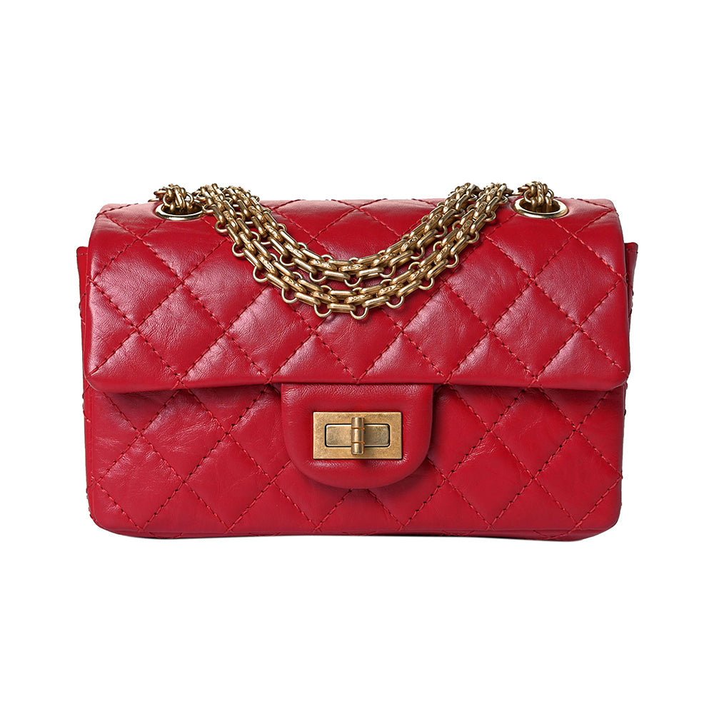 Riot Red Leather Medium Shoulder Bag Bags- HOPE ROSA