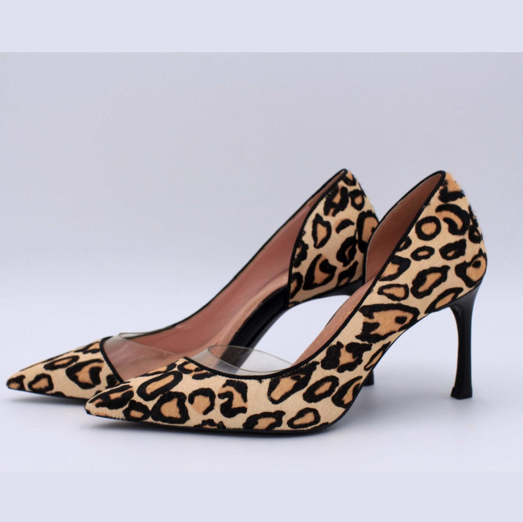 Stunner Leopard Pointed Toe PVC Leather Pump Pumps- HOPE ROSA 34
